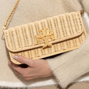 Tory Burch Eleanor wicker Clutch Shoulder Bag - Tan SOLD OUT!